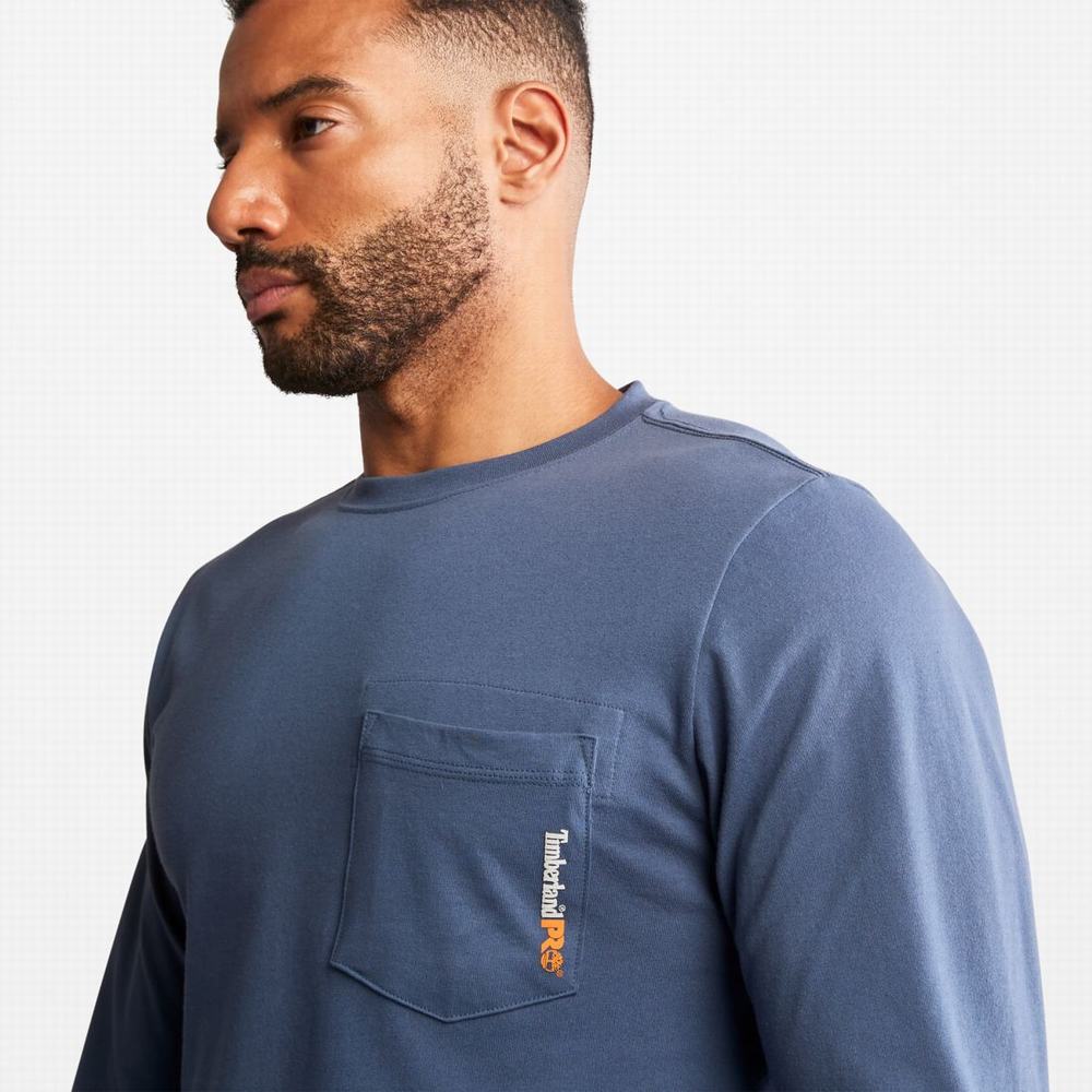 Tricko Timberland PRO® Base Plate Long-Sleeve T-Shirt Panske Indigo | LC1065274