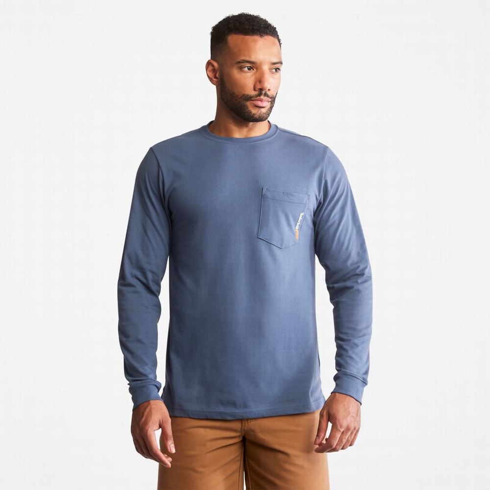 Tricko Timberland PRO® Base Plate Long-Sleeve T-Shirt Panske Indigo | LC1065274