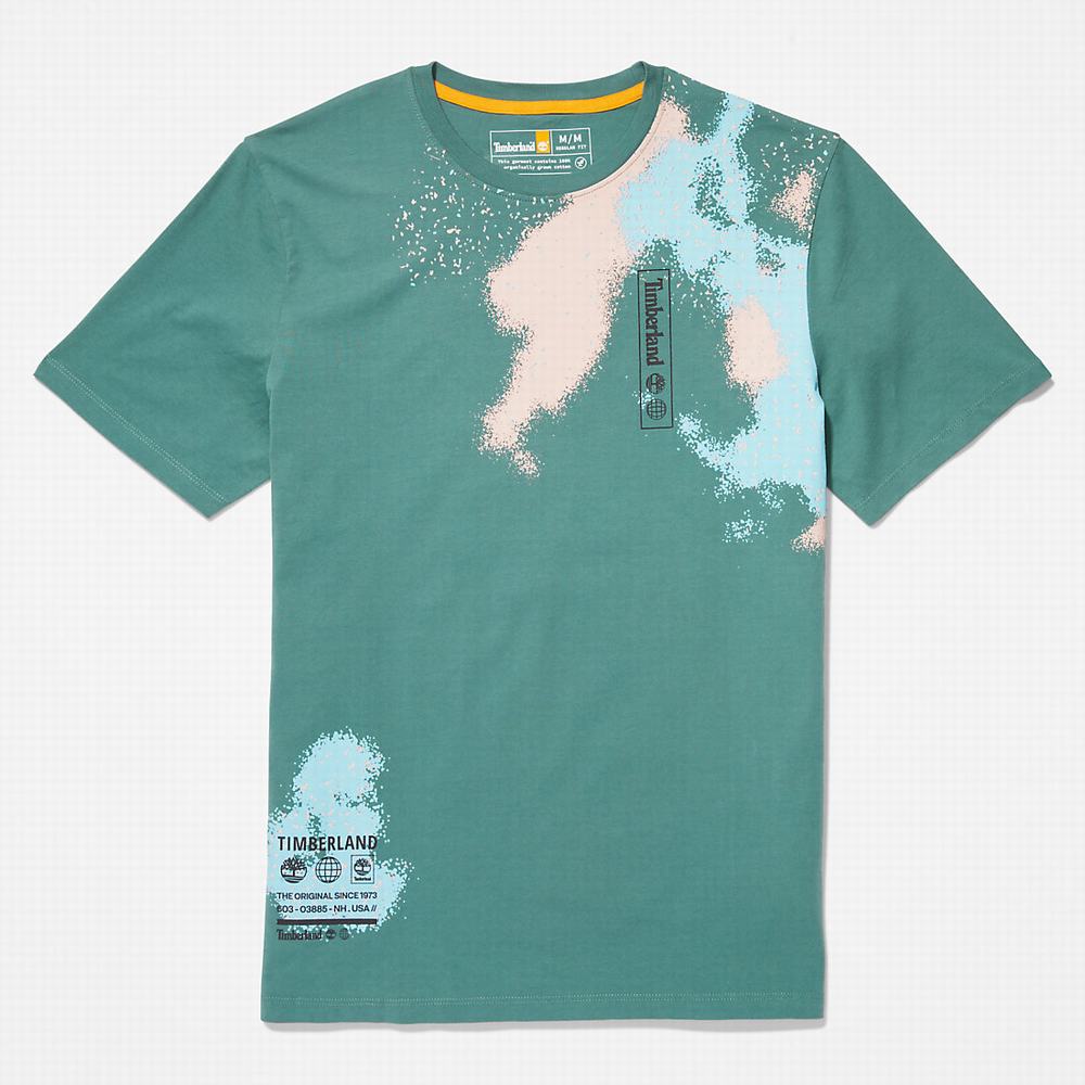 Tricko Timberland Paint Graphic T-Shirt Panske Tyrkysové | IL9214607