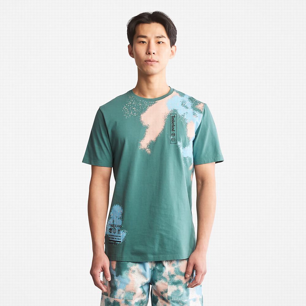 Tricko Timberland Paint Graphic T-Shirt Panske Tyrkysové | IL9214607