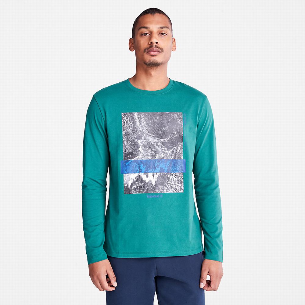 Tricko Timberland Photographic Print LS T-Shirt Panske Zelene | RQ9421738