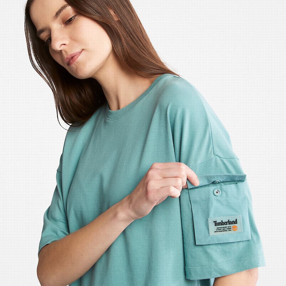 Tricko Timberland Progressive Utility Pocket T-Shirt Damske Tyrkysové | YI4730526