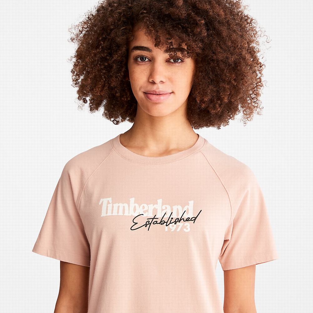 Tricko Timberland Raglan-sleeve Logo T-Shirt Damske Ruzove | CN7165893