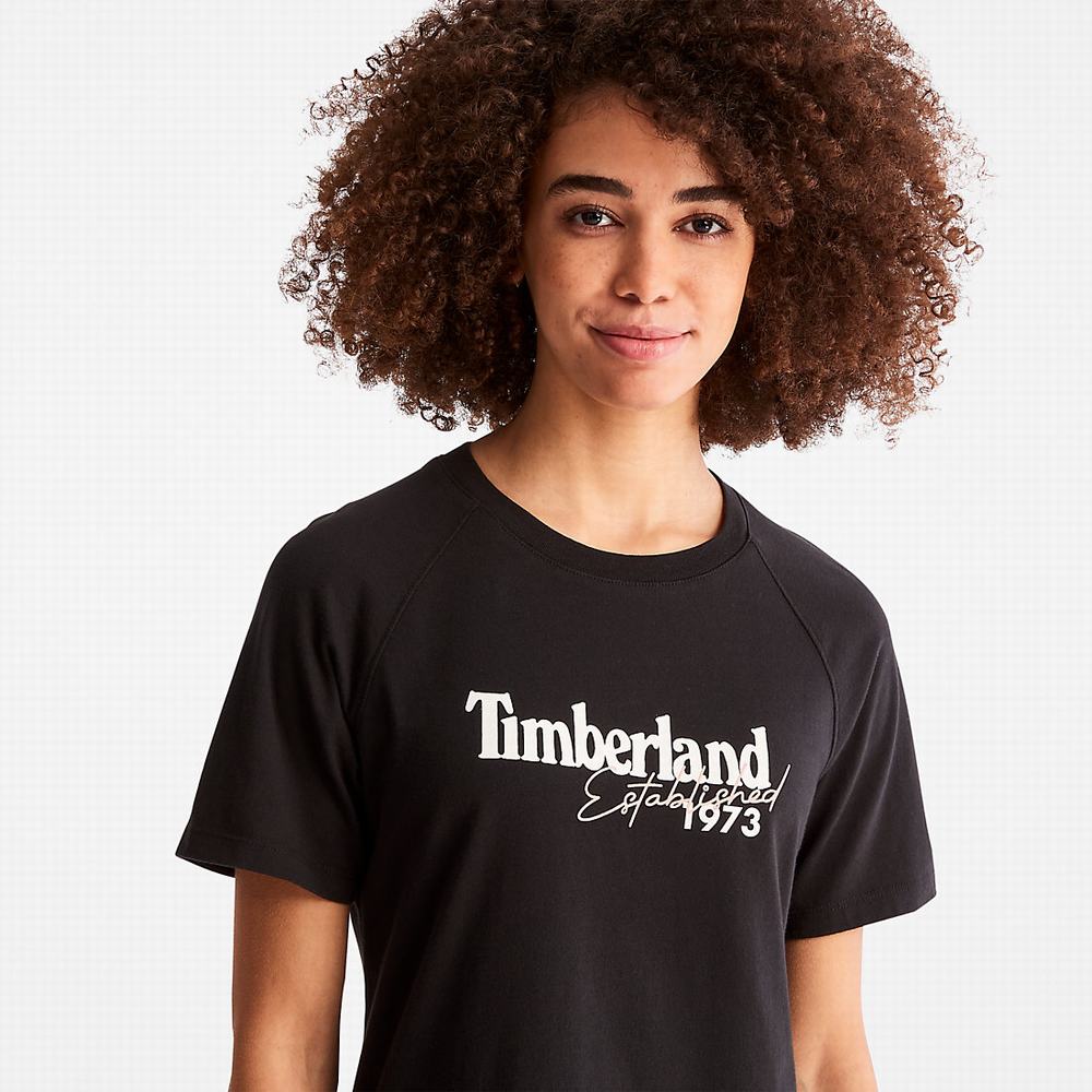 Tricko Timberland Raglan-sleeve Logo T-Shirt Damske Čierne | PA5491706