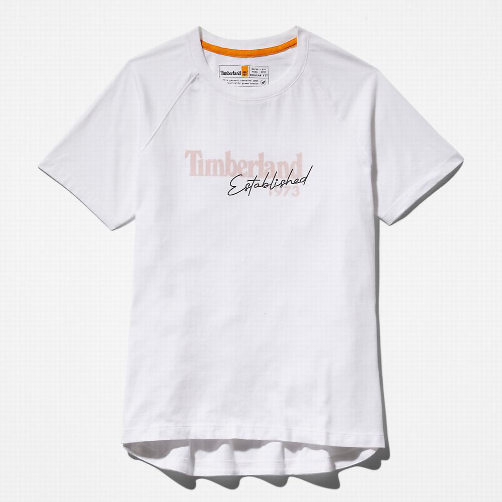 Tricko Timberland Raglan-sleeve Logo T-Shirt Damske Biele | XH7529431