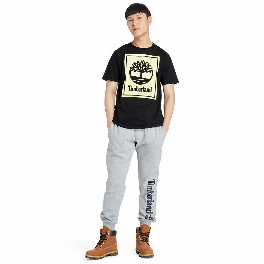 Tricko Timberland Stack Logo T-Shirt Damske Čierne Žlté | MC5180243