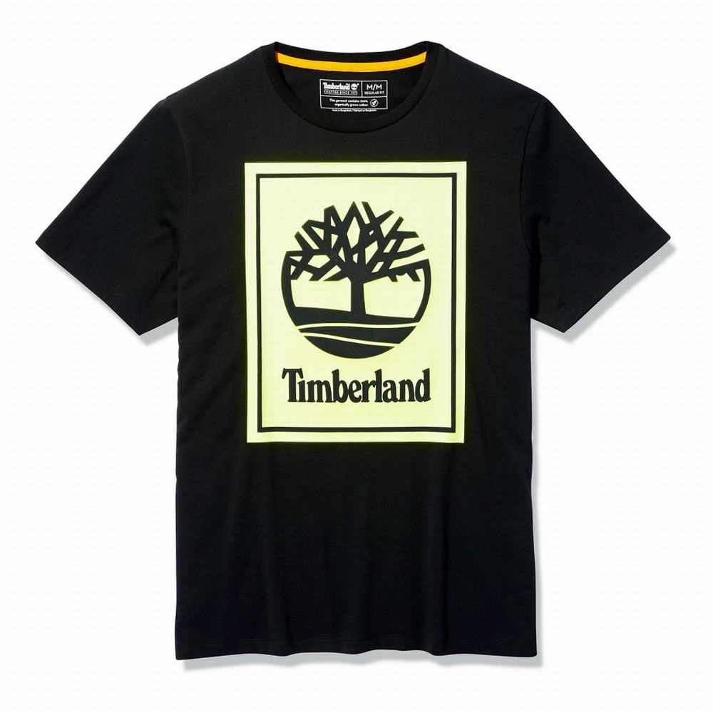 Tricko Timberland Stack Logo T-Shirt Damske Čierne Žlté | MC5180243