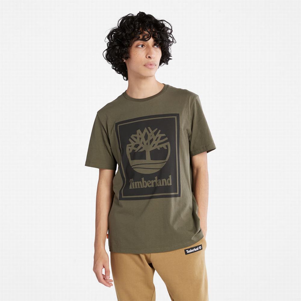 Tricko Timberland Stack Logo T-Shirt Damske Zelene | MN5928704