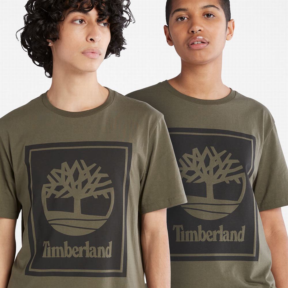 Tricko Timberland Stack Logo T-Shirt Damske Zelene | MN5928704