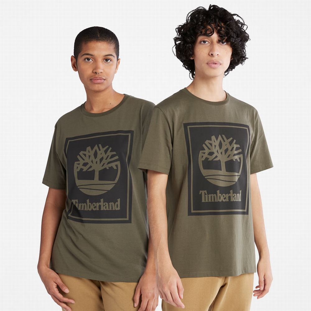 Tricko Timberland Stack Logo T-Shirt Damske Zelene | MN5928704