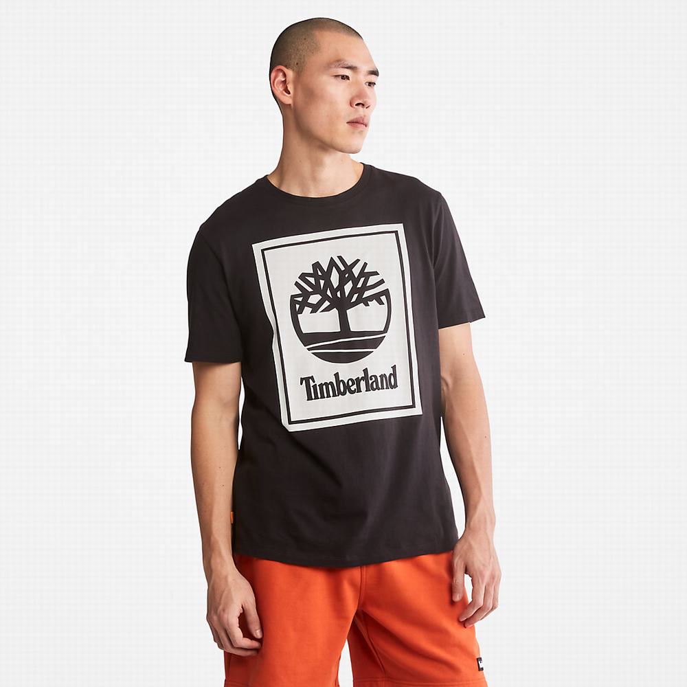 Tricko Timberland Stack Logo T-Shirt Damske Čierne Biele | SM9567241