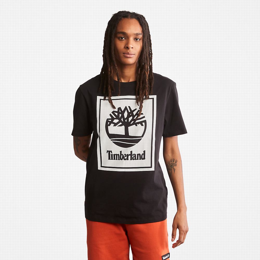 Tricko Timberland Stack Logo T-Shirt Damske Čierne Biele | SM9567241