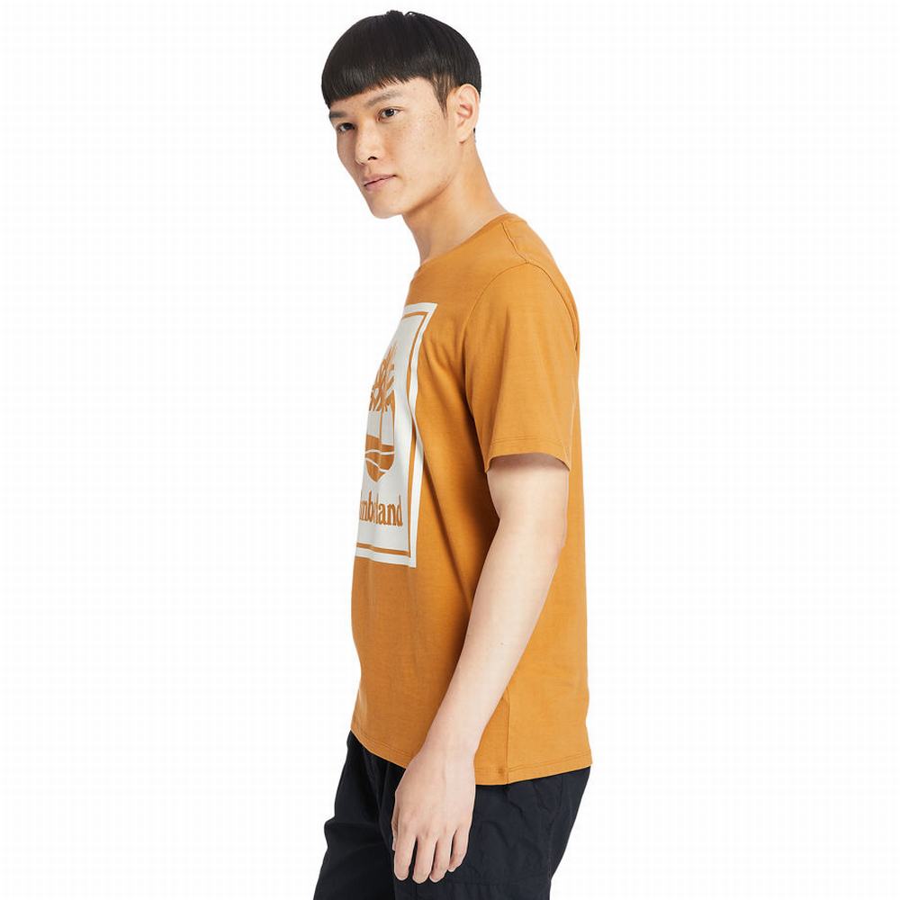 Tricko Timberland Stack Logo T-Shirt Damske Oranžové Biele | XB5478603