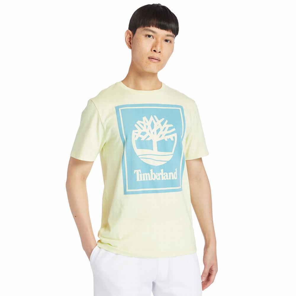 Tricko Timberland Stack Logo T-Shirt Panske Svetlo Zelene | EV7418365