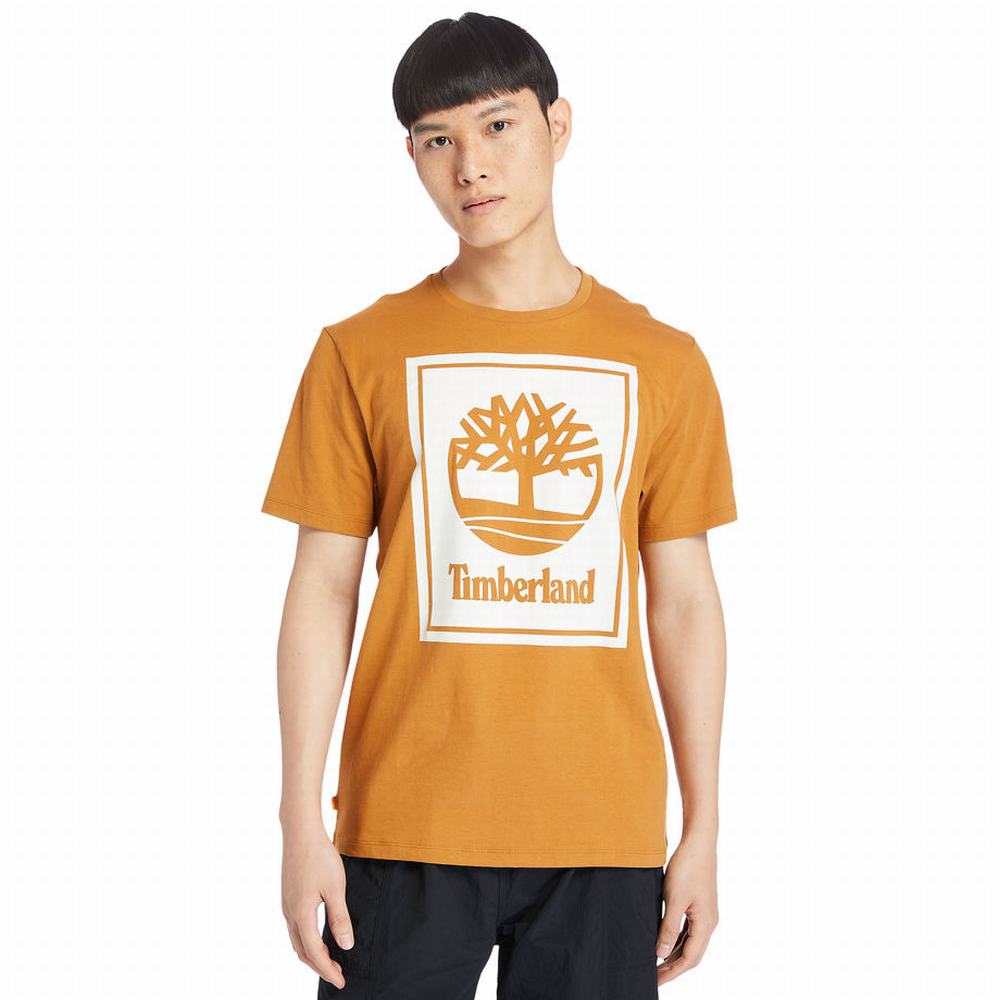 Tricko Timberland Stack Logo T-Shirt Panske Oranžové Biele | HP0198354