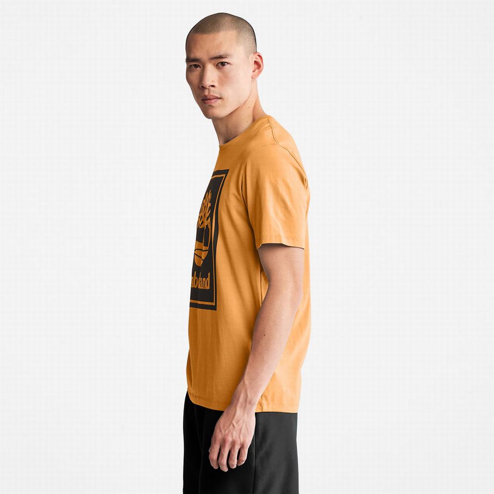 Tricko Timberland Stack Logo T-Shirt Panske Oranžové Čierne | ZV1367425