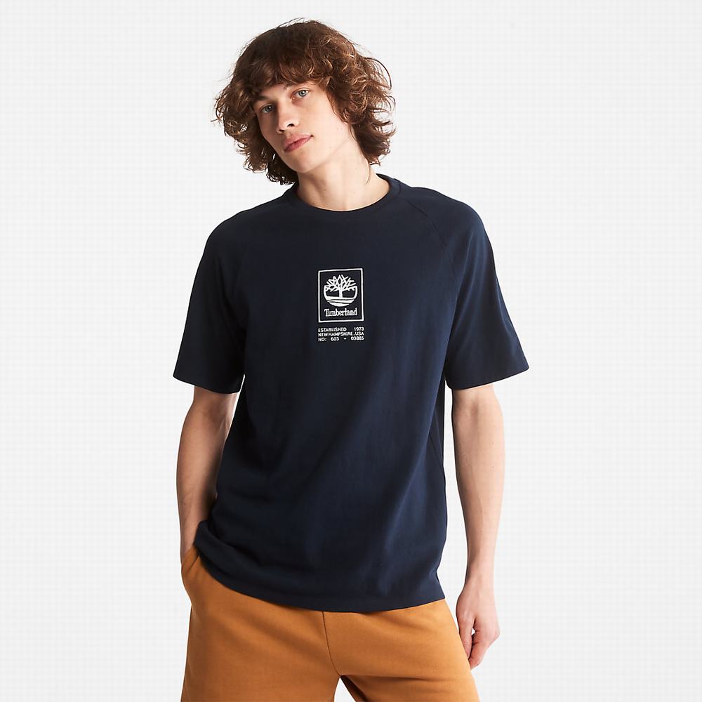 Tricko Timberland Stacked Logo T-Shirt Damske Námornícka Modrá | AO8457916