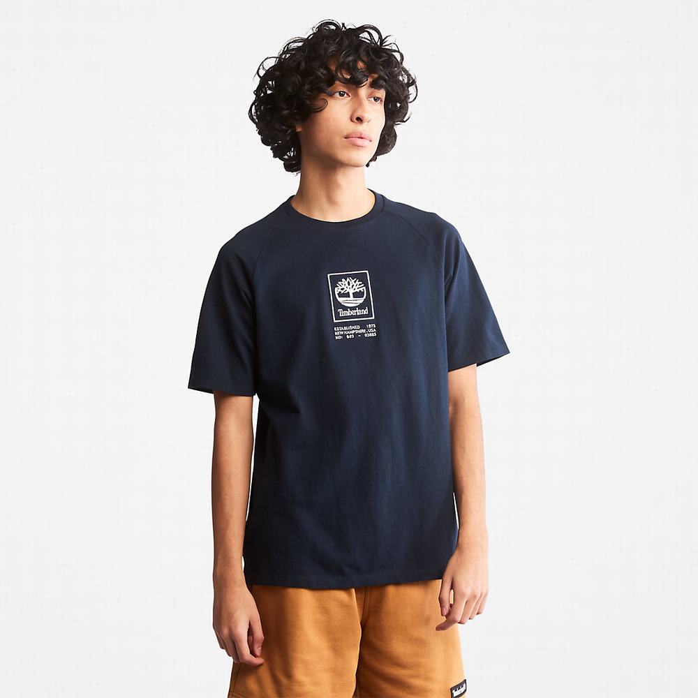 Tricko Timberland Stacked Logo T-Shirt Damske Námornícka Modrá | AO8457916