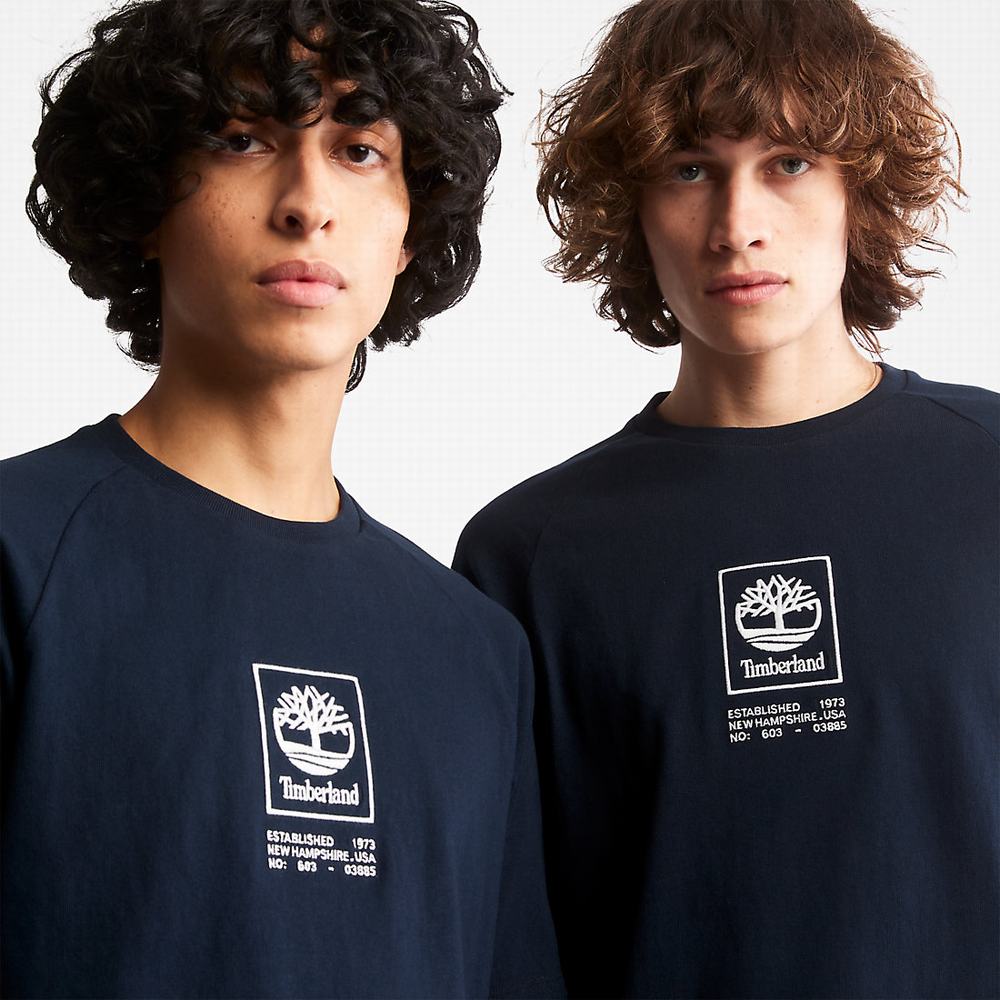 Tricko Timberland Stacked Logo T-Shirt Damske Námornícka Modrá | AO8457916