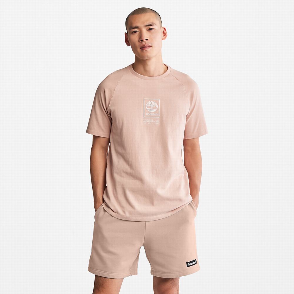 Tricko Timberland Stacked Logo T-Shirt Damske Ruzove | KP7862591