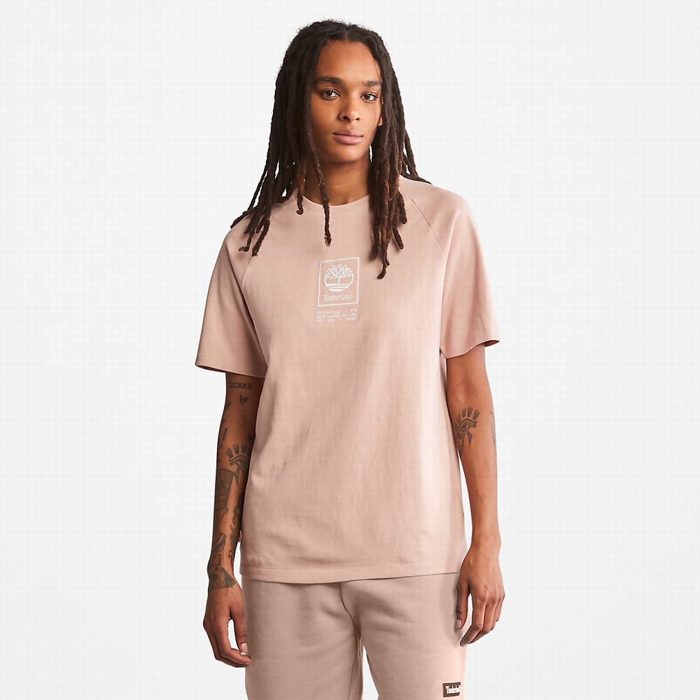 Tricko Timberland Stacked Logo T-Shirt Panske Ruzove | AF2654139