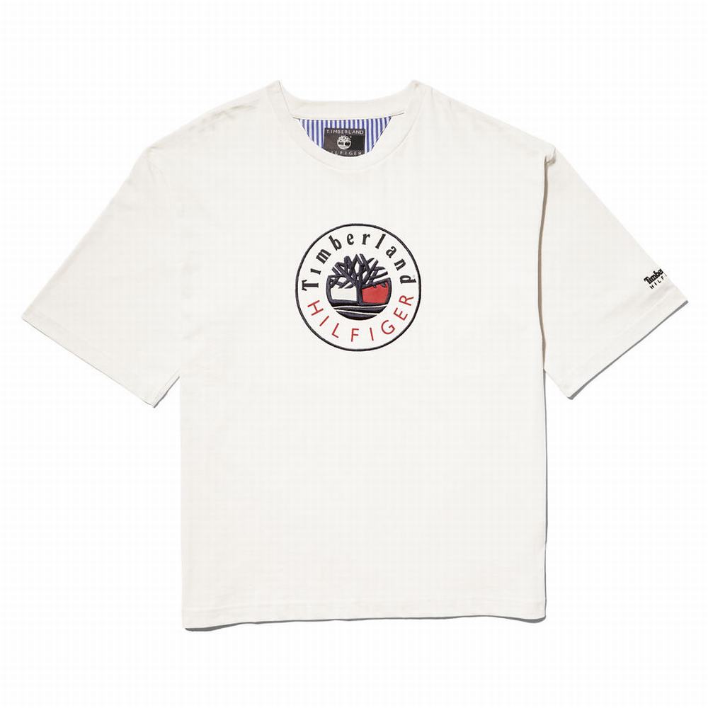 Tricko Timberland Tommy Hilfiger x Timberland® Re-imagined Logo T-Shirt Panske Biele | VH4802361