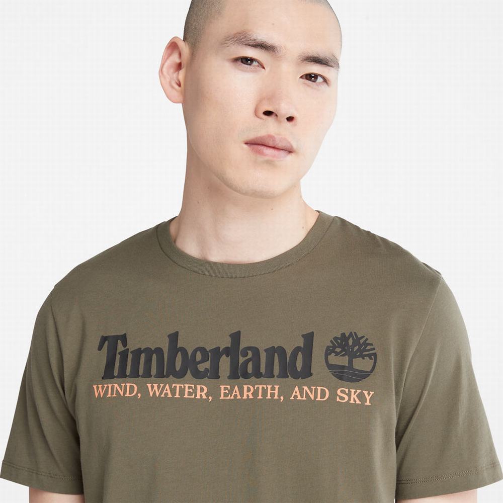 Tricko Timberland Vietor, Vody, Earth, and Sky T-Shirt Panske Tmavo Zelene | HZ1372085