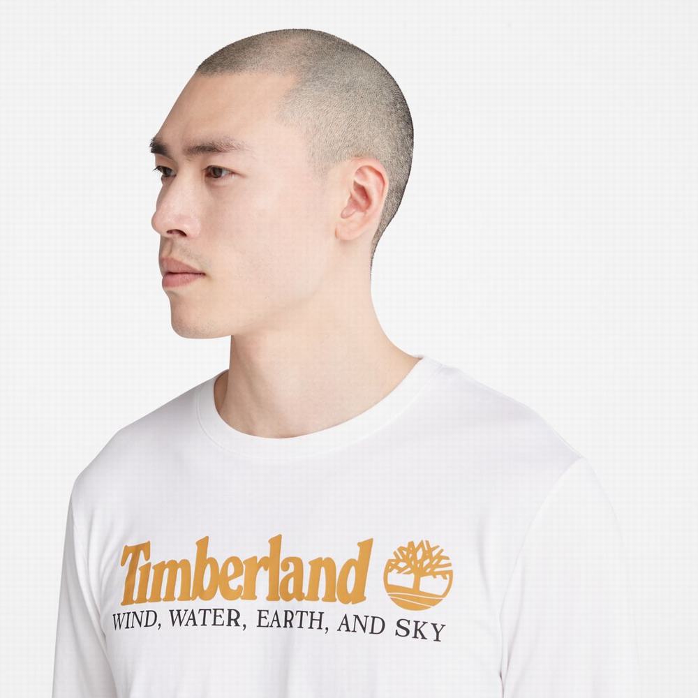 Tricko Timberland Vietor, Vody, Earth and Sky Long-Sleeve T-Shirt Panske Biele | EX5120384