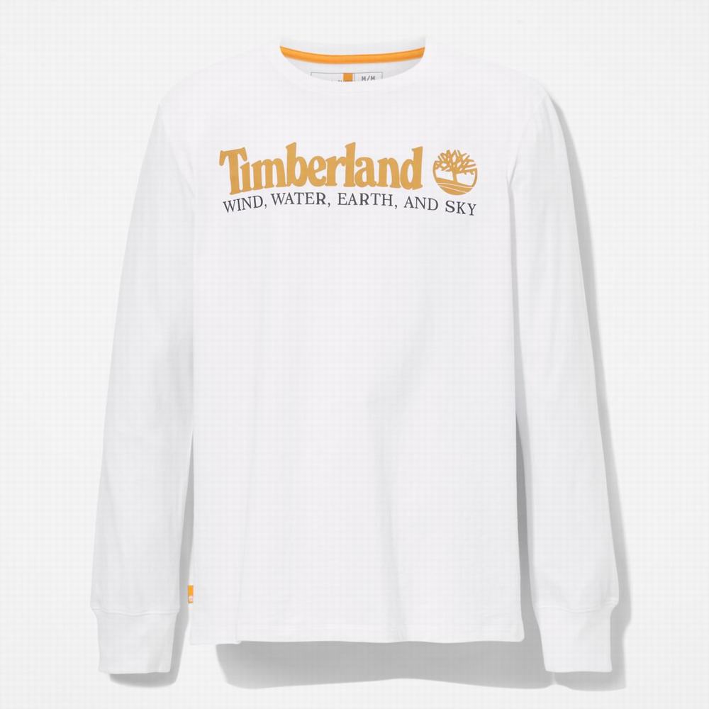 Tricko Timberland Vietor, Vody, Earth and Sky Long-Sleeve T-Shirt Panske Biele | EX5120384