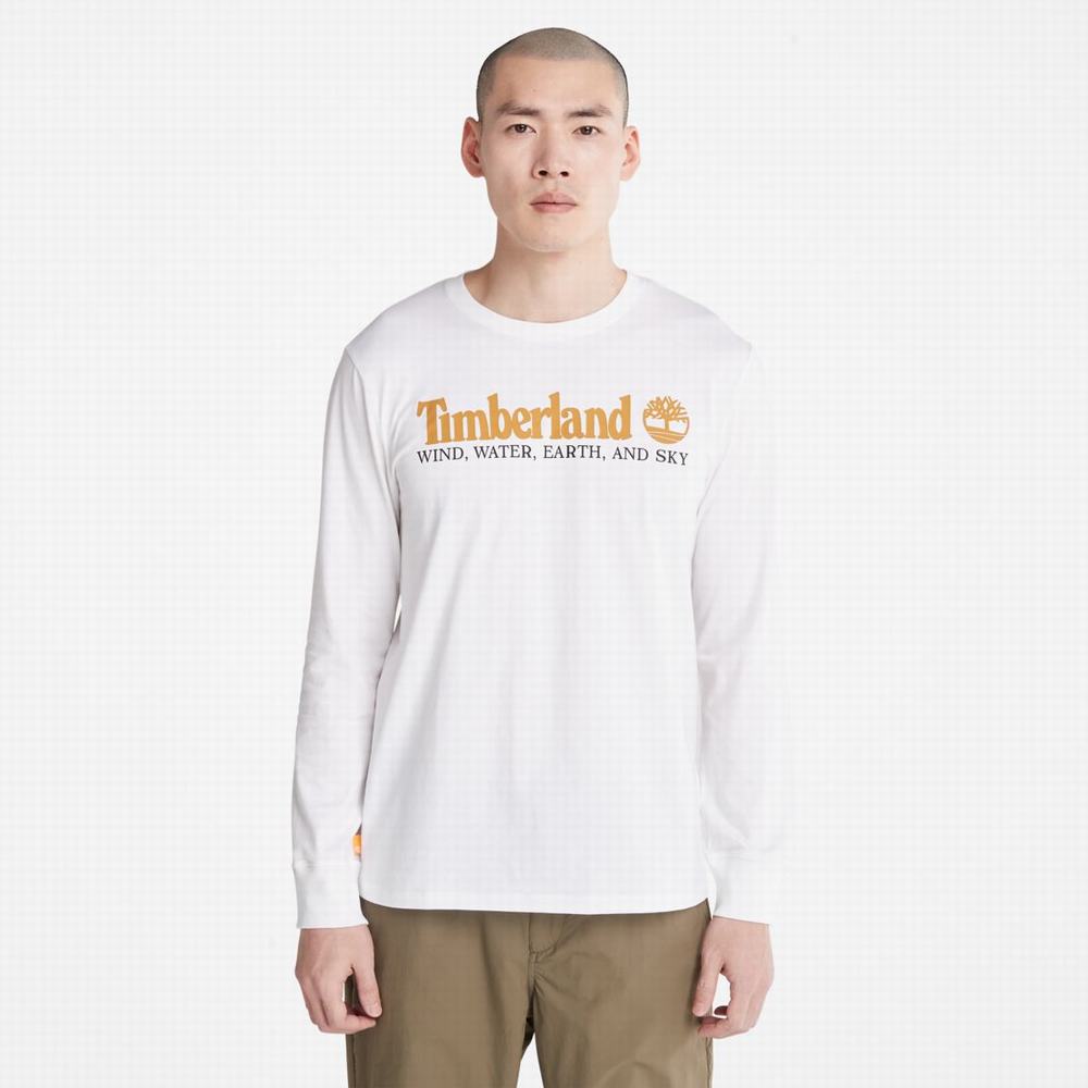 Tricko Timberland Vietor, Vody, Earth and Sky Long-Sleeve T-Shirt Panske Biele | EX5120384