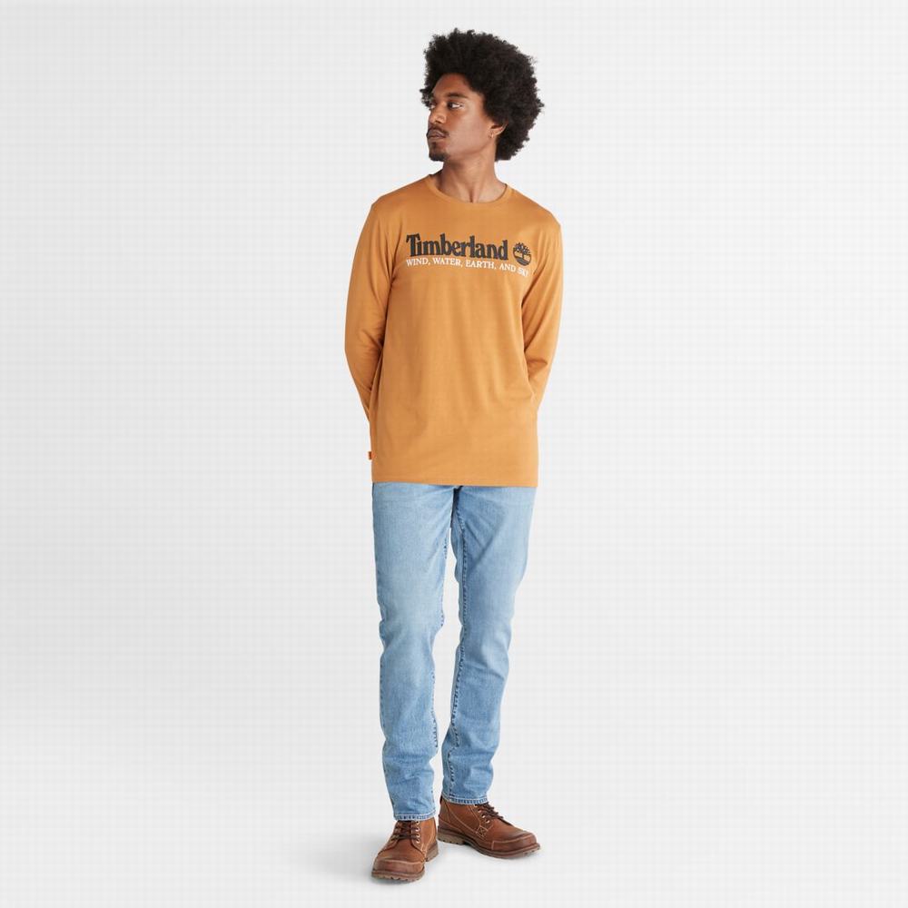 Tricko Timberland Vietor, Vody, Earth and Sky Long-Sleeve T-Shirt Panske Hnede | FE8453197