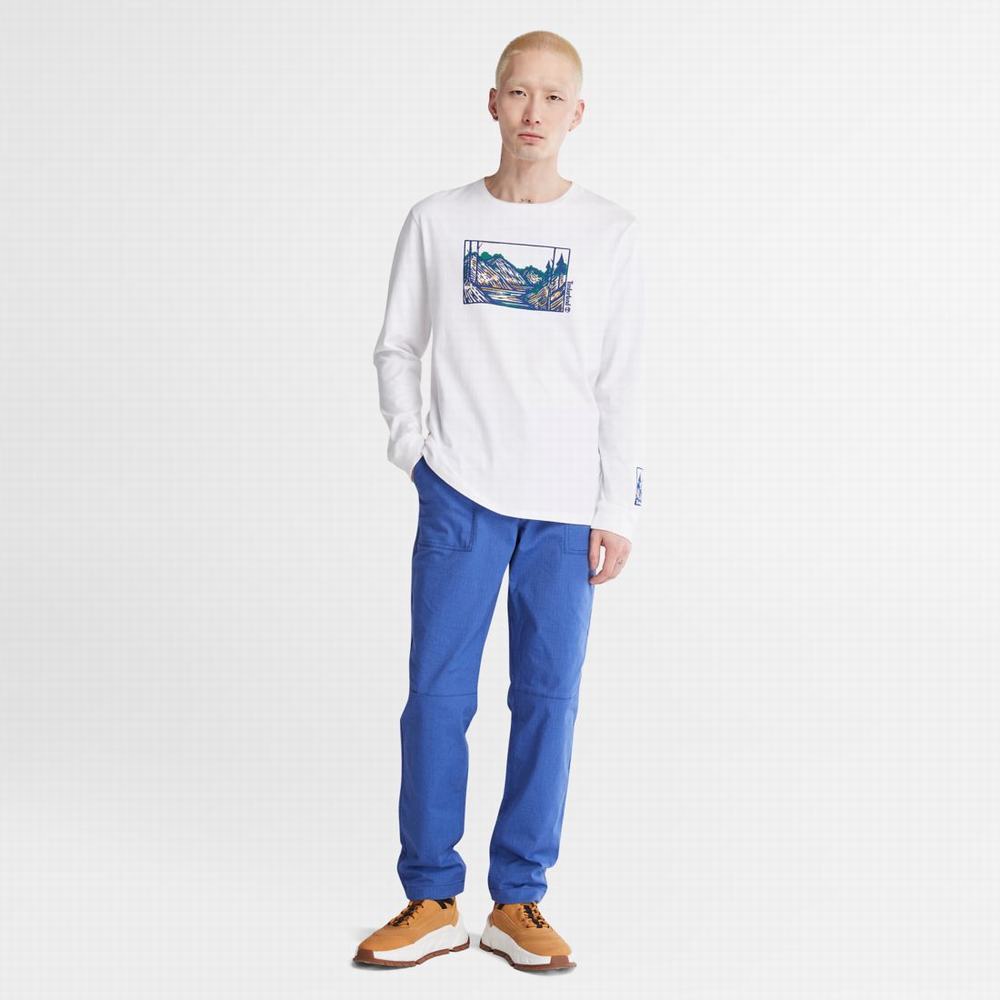 Tricko Timberland Vietor, Vody, Earth and Sky Long-Sleeve T-Shirt Panske Biele | QY5703189