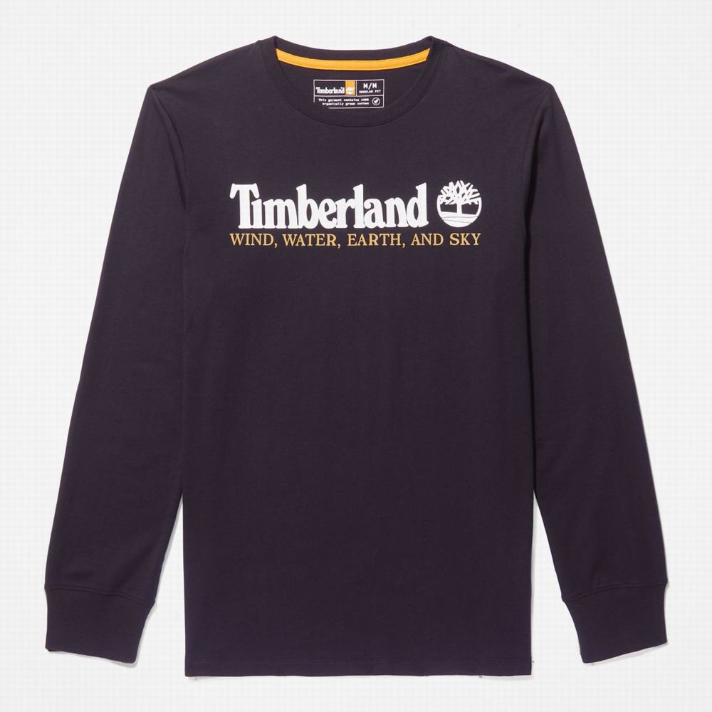 Tricko Timberland Vietor, Vody, Earth and Sky Long-Sleeve T-Shirt Panske Čierne | TE4529376