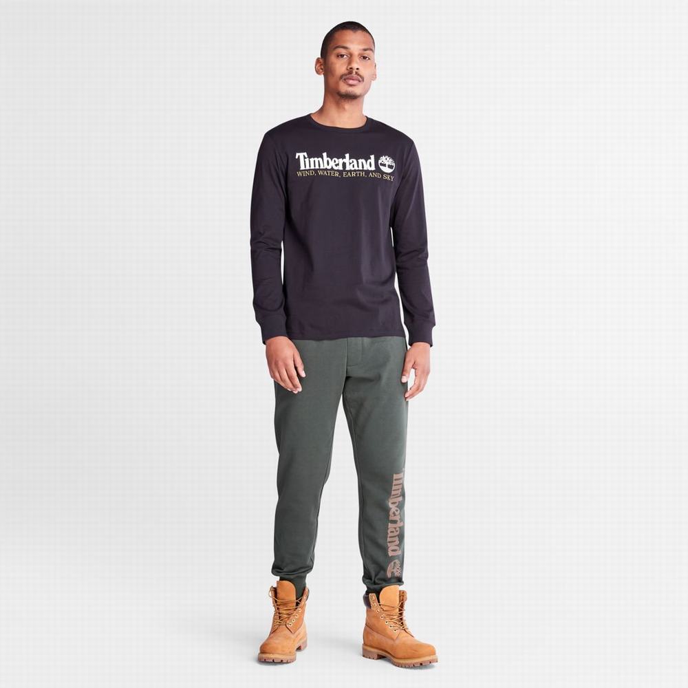 Tricko Timberland Vietor, Vody, Earth and Sky Long-Sleeve T-Shirt Panske Čierne | TE4529376