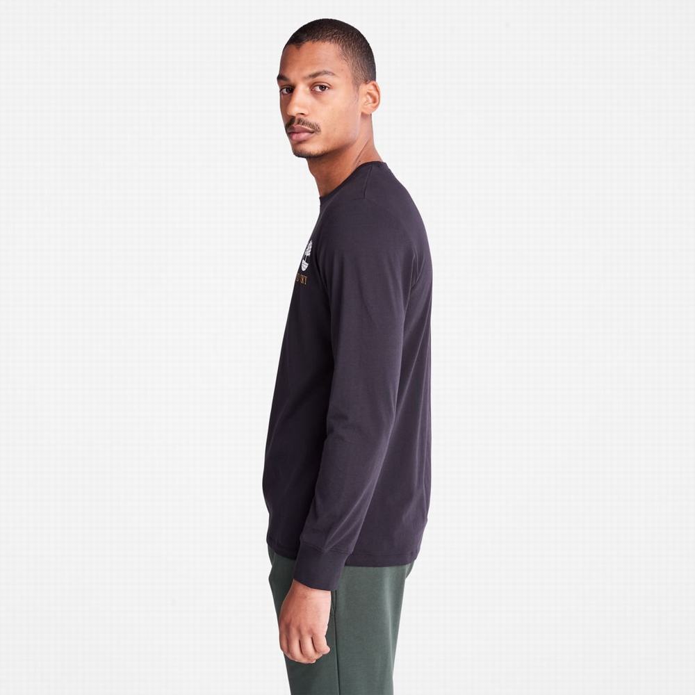 Tricko Timberland Vietor, Vody, Earth and Sky Long-Sleeve T-Shirt Panske Čierne | TE4529376