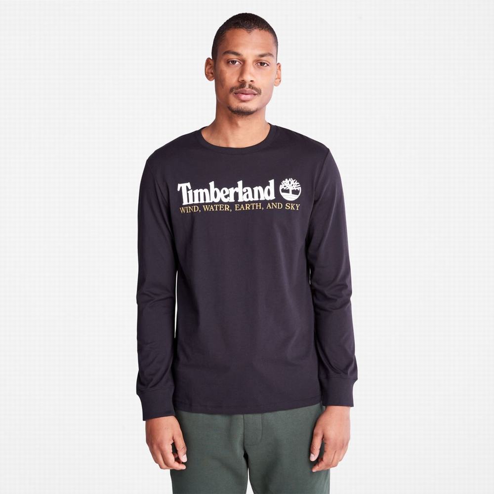 Tricko Timberland Vietor, Vody, Earth and Sky Long-Sleeve T-Shirt Panske Čierne | TE4529376