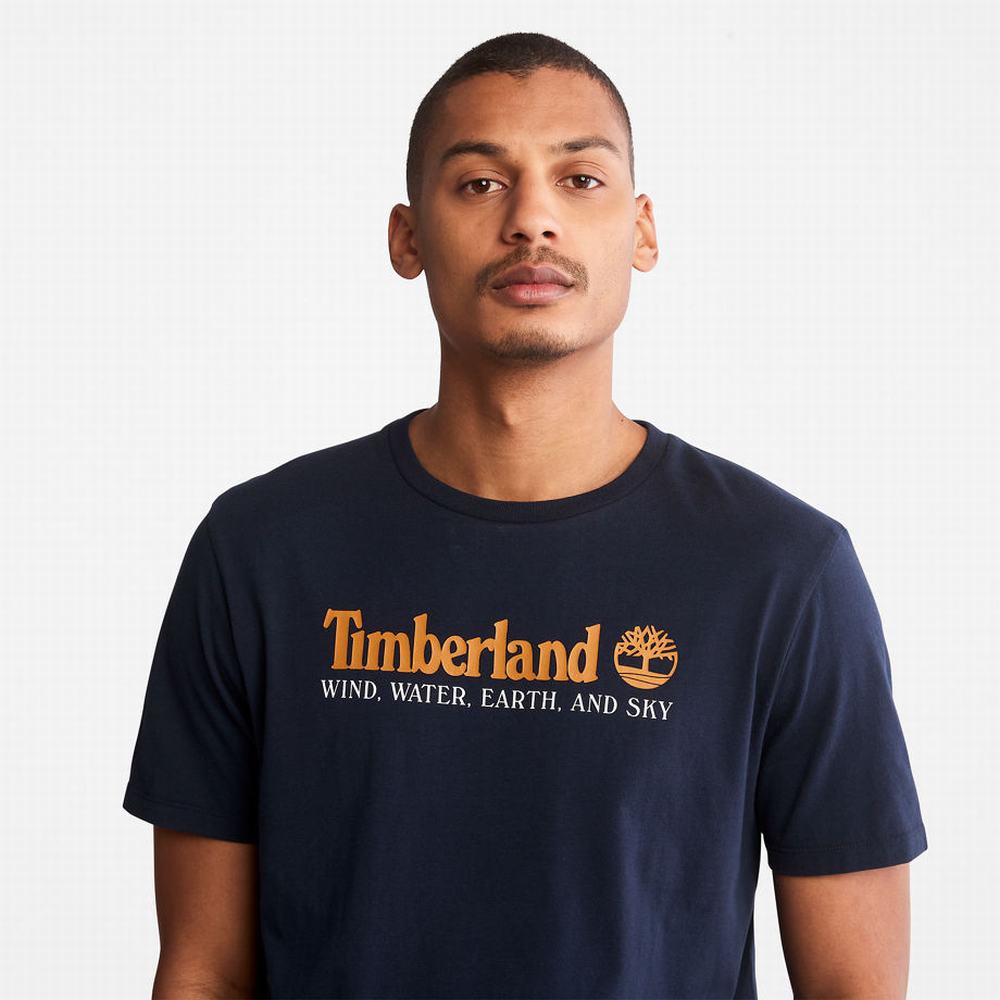 Tricko Timberland Vietor, Vody, Earth and Sky™ T-Shirt Panske Námornícka Modrá | YM6759218