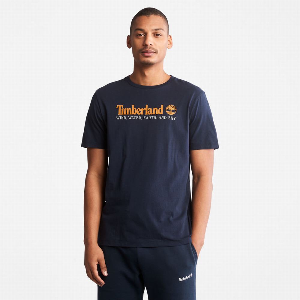 Tricko Timberland Vietor, Vody, Earth and Sky™ T-Shirt Panske Námornícka Modrá | YM6759218