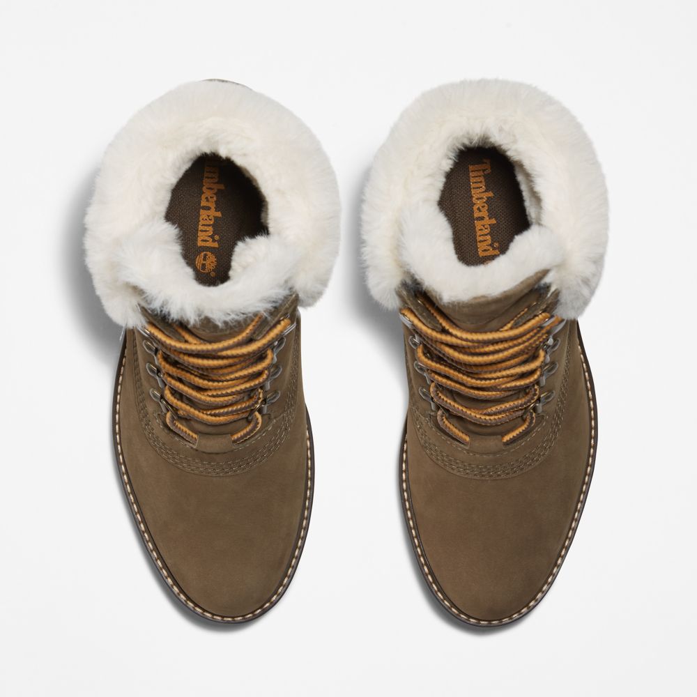 Zimne Topanky Timberland Courmayeur Valley 6-Inch Waterproof Faux-Fur Damske Olivovo Zelená | BG8371256