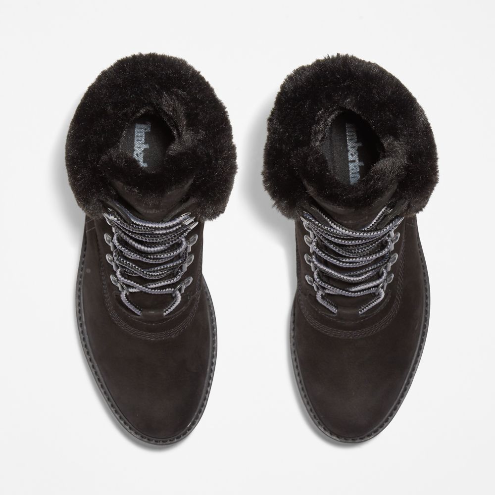 Zimne Topanky Timberland Courmayeur Valley 6-Inch Waterproof Faux-Fur Damske Čierne | VA4072316