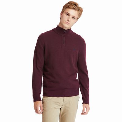 Svetre Timberland Cohas Brook Zip-neck Panske Bordove | HB7362801