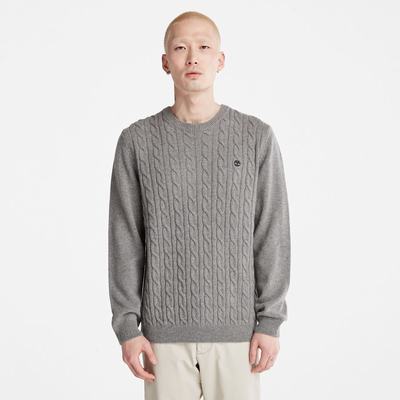 Svetre Timberland Phillips Brook Vlna-Blend Cable Crewneck Panske Siva | DY9641870