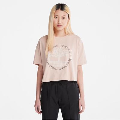 Tricko Timberland Cropped Logo T-Shirt Damske Ruzove | RG4729051