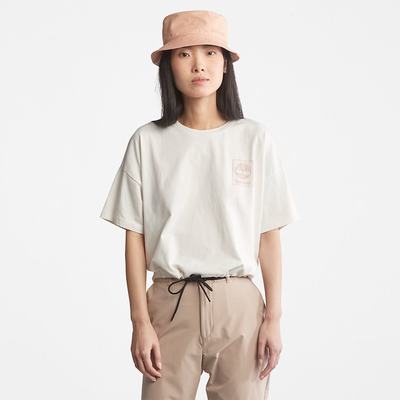 Tricko Timberland Cropped T-Shirt with Drawstring Hem T-Shirt Damske Biele | TZ2369048