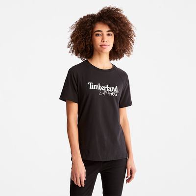 Tricko Timberland Raglan-sleeve Logo T-Shirt Damske Čierne | PA5491706