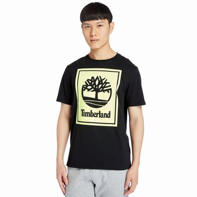 Tricko Timberland Stack Logo T-Shirt Damske Čierne Žlté | MC5180243