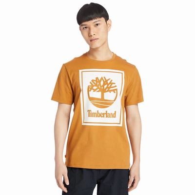 Tricko Timberland Stack Logo T-Shirt Damske Oranžové Biele | XB5478603