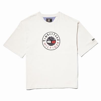 Tricko Timberland Tommy Hilfiger x Timberland® Re-imagined Logo T-Shirt Panske Biele | VH4802361