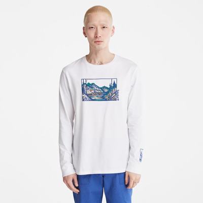 Tricko Timberland Vietor, Vody, Earth and Sky Long-Sleeve T-Shirt Panske Biele | QY5703189