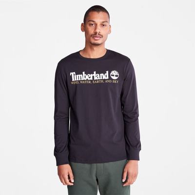 Tricko Timberland Vietor, Vody, Earth and Sky Long-Sleeve T-Shirt Panske Čierne | TE4529376